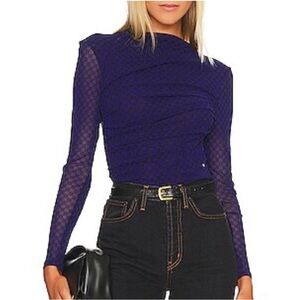 Enza Costa Deep Blue Long Sleeve Top